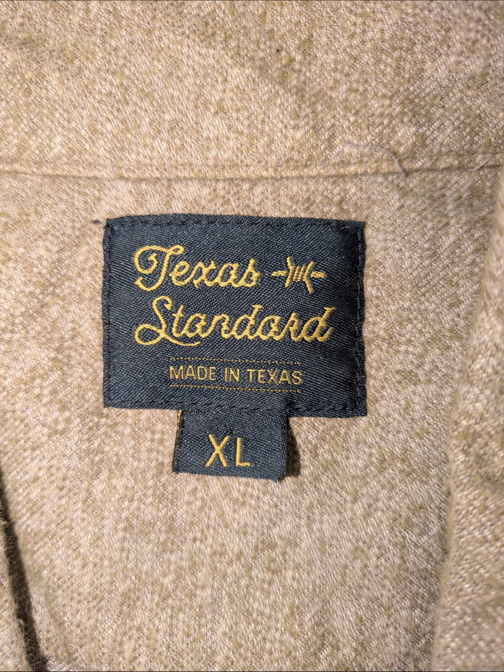 Texas Standard XL Tan Button Down Shirt Made in USA Cotton